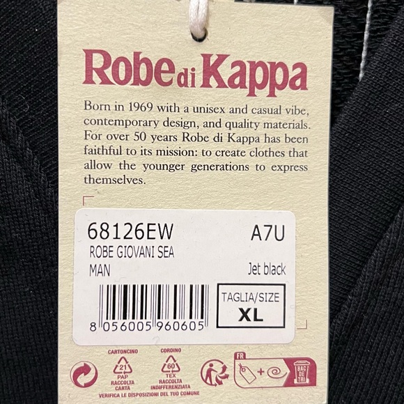 Kappa Robe Giovani Sea Cardigan jet black Embroidered felt patches XL NWT - Picture 9 of 10